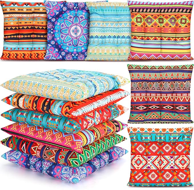 Menkxi 6 Pcs Bohemian Floor Pillows Seating 15 Inch Boho Floor Cushions Sitting by Menkxi
