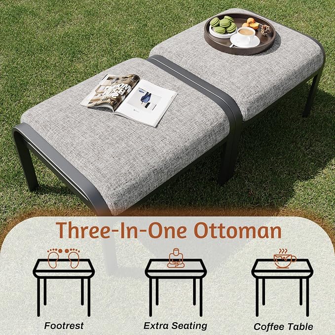 HOMREST Patio Furniture Sets 6 PCS Outdoor Metal Conversation Sets, 360 Degree - Image 8