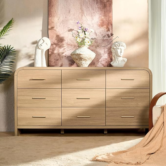 Curved 9-Drawer Dresser for Bedroom, Vanity Desk TV Stand for Living Room - Image 6