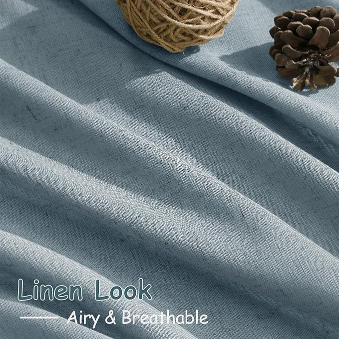 Nanspring Light Blue Linen Curtains 108 Inches Long - Image 5