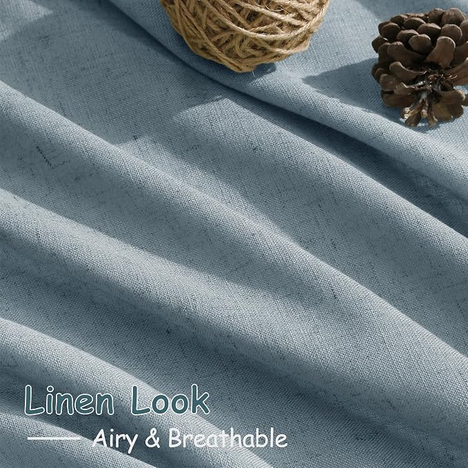 Nanspring Light Blue Linen Curtains 80 Inches Long 2 Panels Set - Image 5