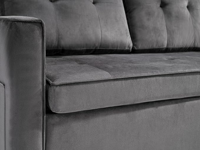 Sofa Bed, Pull Out Couch with Side Pockets, 3 in 1 Velvet Fabric Loveseat - Image 6