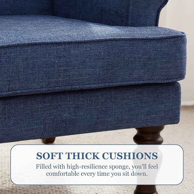 HUIMO Printed Wingback Accent Chair, Linen Upholstered High Back Armchair - Image 6