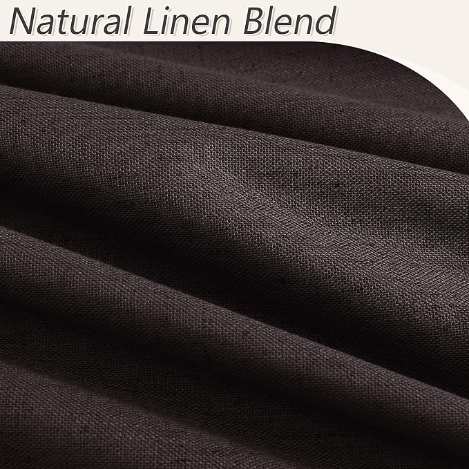 Guken Cocoa Coffee 100% Blackout Linen Curtains 96 Inch Length 2 Panels Set - Image 3