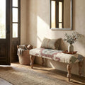 LR Home Off-White/Multicolor Handmade Upholstered Bench by LRHome