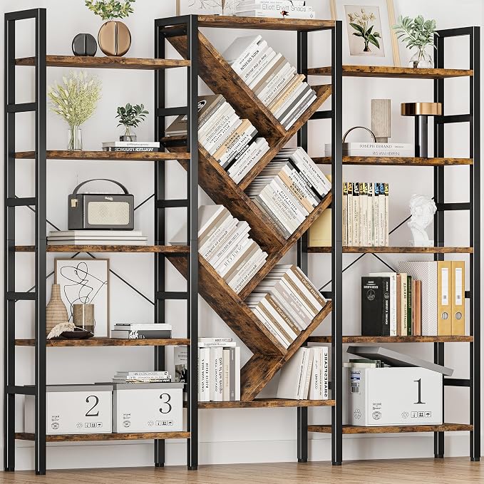 INNOD 70x70 Triple 5 Tier Book Shelf, Large Wooden Bookcase by INNODToddlerTower
