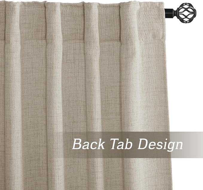 RYB HOME Natural Beige Linen Sheer Curtains 63 inches Long - Image 5