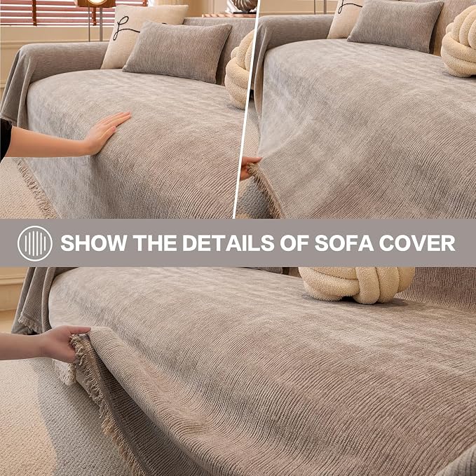 DREAMINGO Chenille Sofa Cover Washable Pet Couch Protector Cover Textured Couch - Image 4