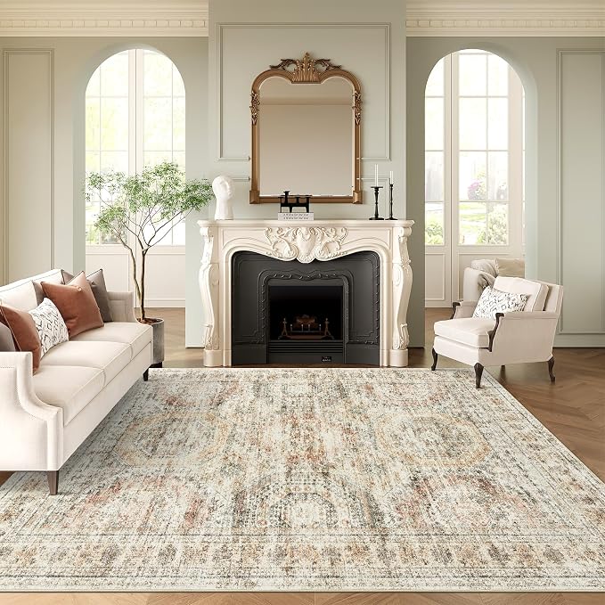 9x12 Area Rugs for Living Room, Non Slip Machine Washable Vintage Rugs - Image 2