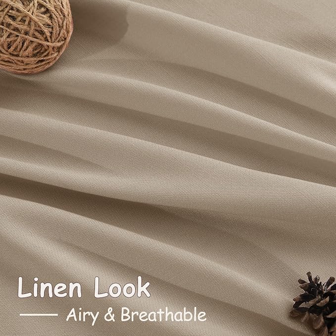 Nanspring Sepia Beige Linen Curtains 96 Inches Long - Image 2