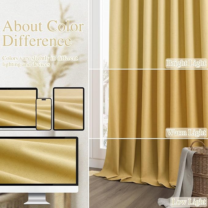 Guken 100% Blackout Curtains 63 Inch Length 2 Panels Set - Image 6