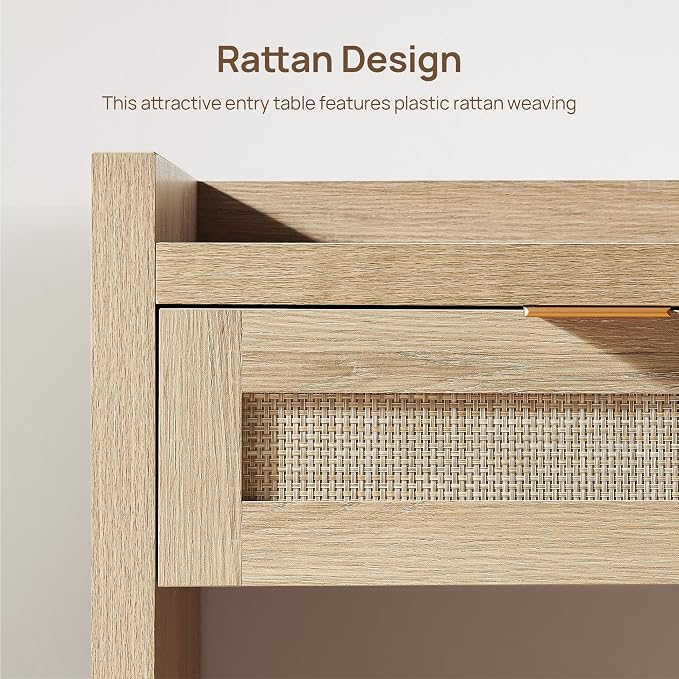 SICOTAS Rattan Console Table for Entryway - Image 5
