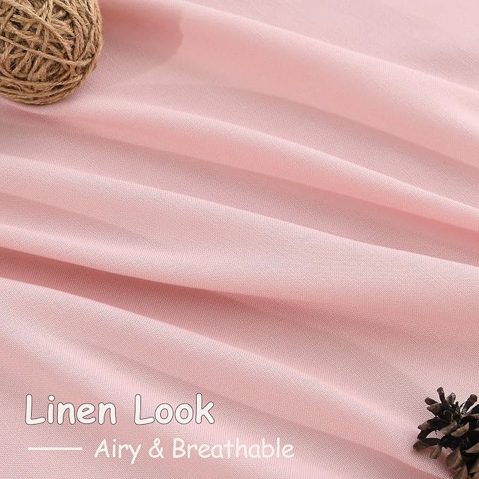 Nanspring Pink Linen Curtains 96 Inches Long 2 Panels Set - Image 6
