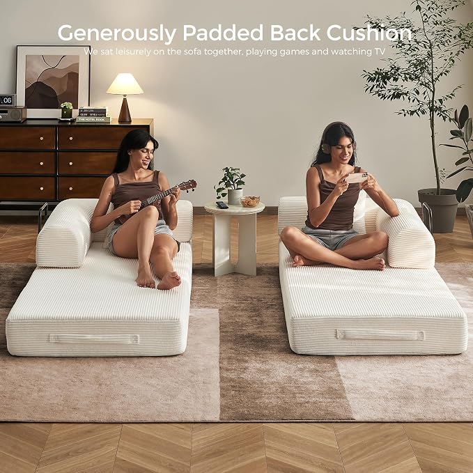 79" Convertible Sofa Bed with Fixed-Shape Frame & Removable Armrests, Modular - Image 3