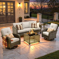 ovios 5 Pieces Patio Furniture Set, Outdoor Wicker Sofa Couch by OVIOS