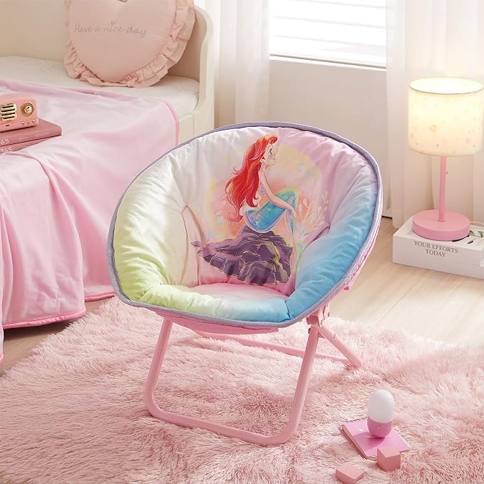 Disney Little Mermaid Toddler Saucer Chair, 19” Folding Kids Chair - Image 6