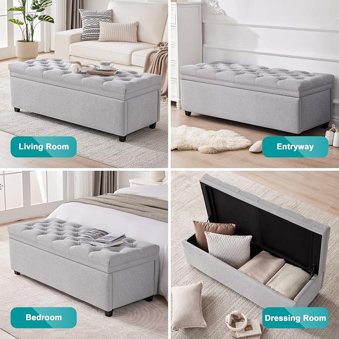 Mangodan 50" Storage Ottoman Bench, Tufted Ottoman - Image 4