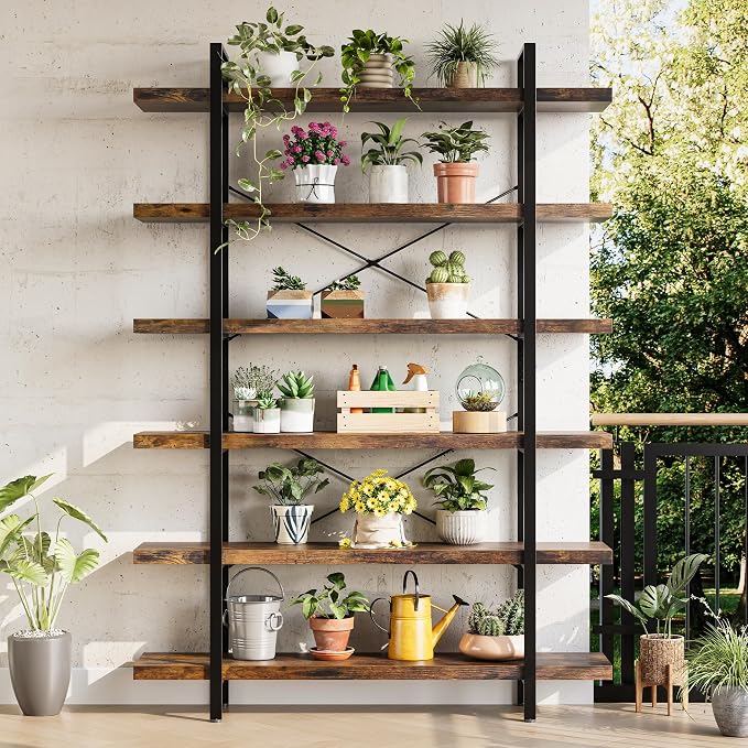OtterOasis Bookshelf Set of 2, Heavy Duty 6-Tier Industrial Bookcase, 120lbs - Image 5