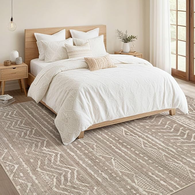 Nakagishi 10x12 Area Rug Living Room: Washable Boho Large Neutral Modern Soft - Image 5