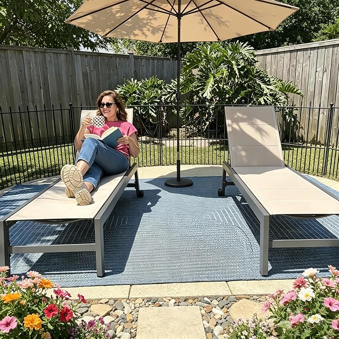 PURPLE LEAF Outdoor Patio Chaise Lounge Set of 2 Aluminum Lounge Chair - Image 3