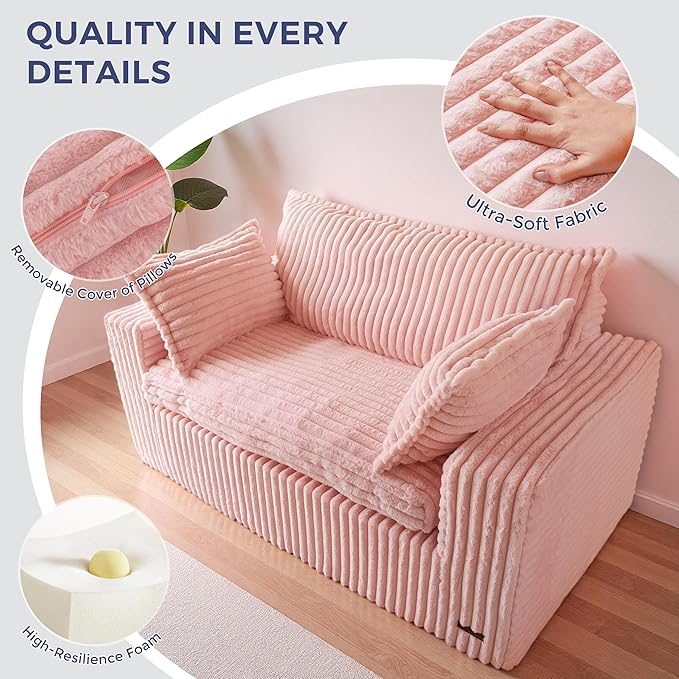 MAXYOYO 59" Bean Bag Sofa Couch, Loveseat Boneless Couch in a Box, Upholstered - Image 4