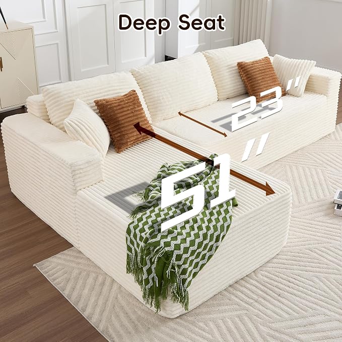 Opiesit 108" Boneless Couches for Living Room, Modular Sectional Sofa - Image 3