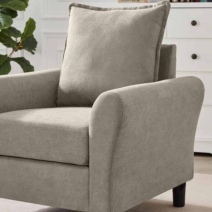 Mid-Century Accent Chair, Modern Linen Fabric Armchair - Image 6