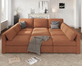 Oversized Modular Sectional Sleeper Couch, Solid Wood Frame, Removable Washable by Kalafini