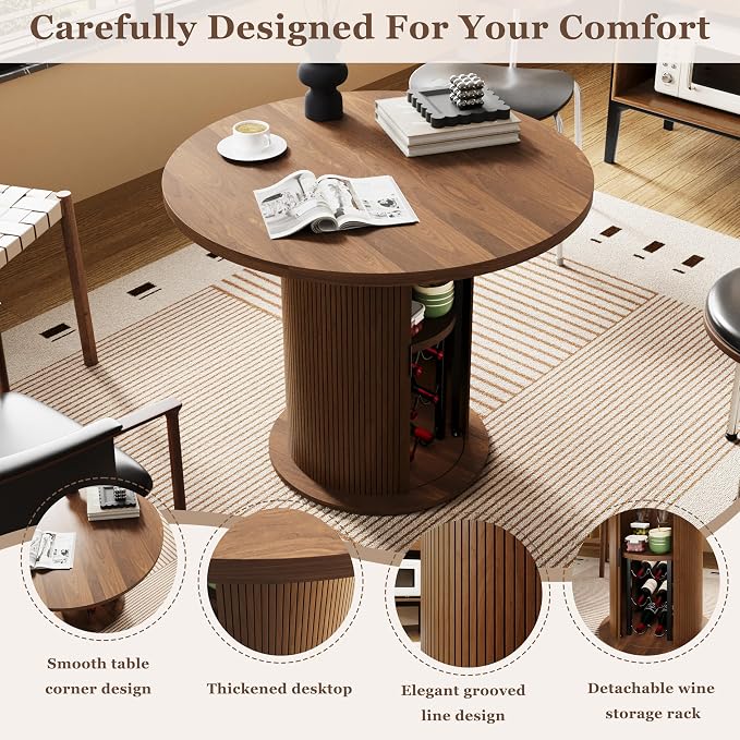 Wildhome Round Dining Table for 2-4, 31 Inch Dining Room Kitchen Table - Image 3