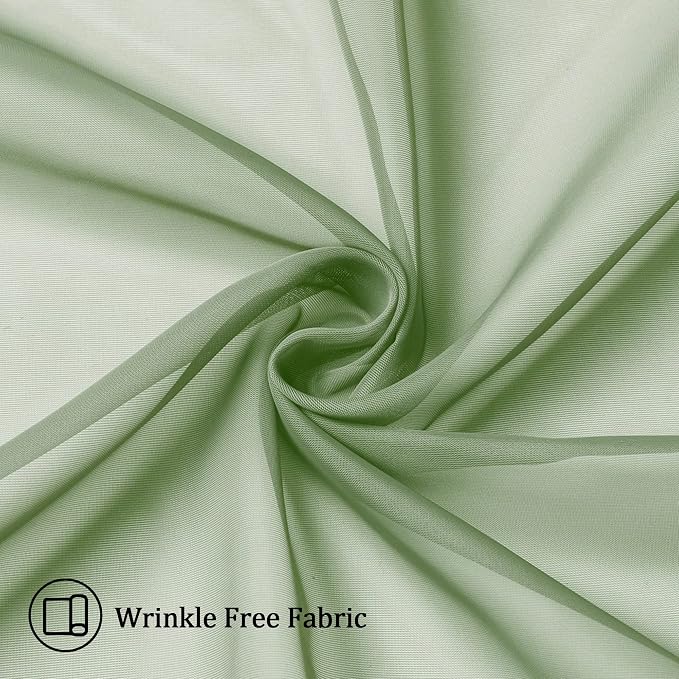 Aiyufeng Sage Green Sheer Voile Window Treatment Rod Pocket Curtain Panels - Image 6