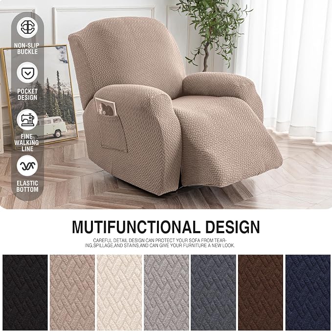 Genina Recliner Chair Covers, Stretch Reclining Chair Cover, Recliner Sofa - Image 4