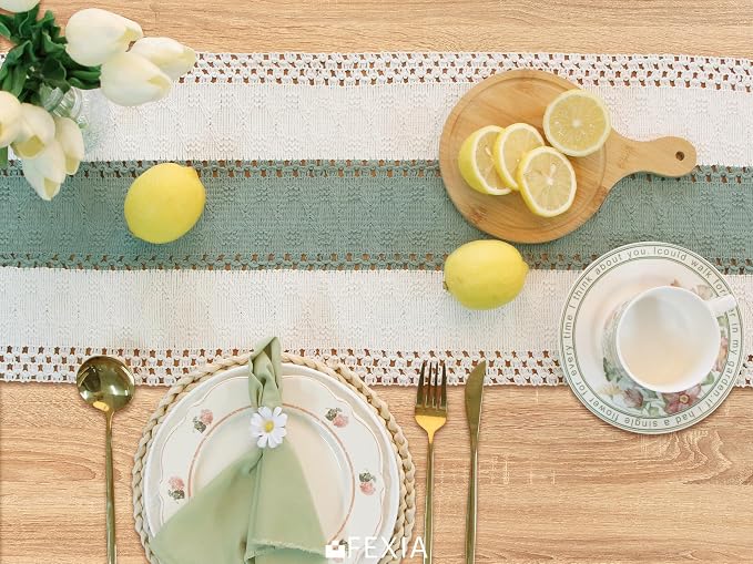 FEXIA Sage Green Table Runner 90 Inches Long - Image 6