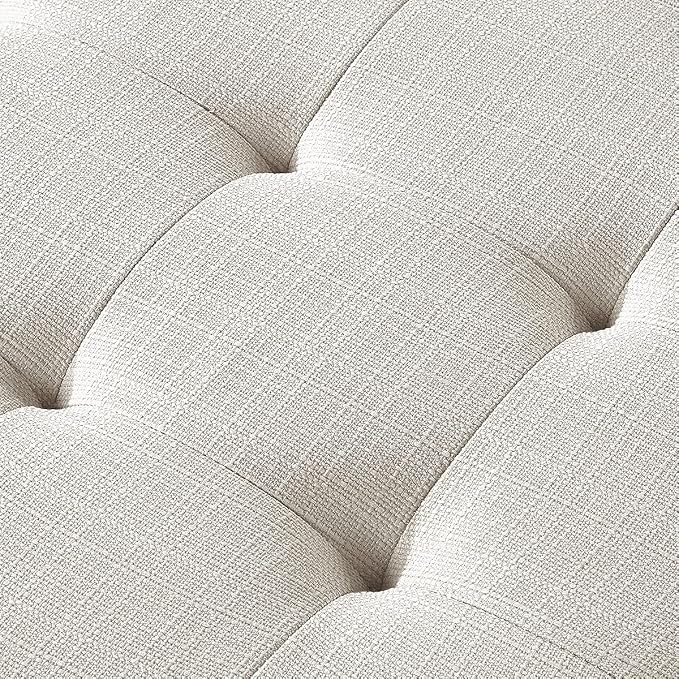24KF Large Rectangular Upholstered Tufted Linen Ottoman Bench, Padded Bench - Image 8