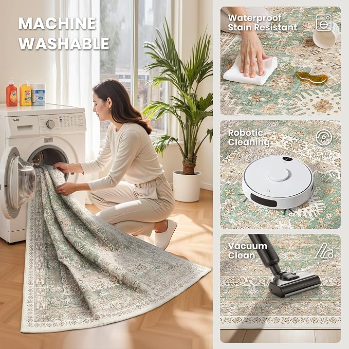 zesthome 10x14 Area Rugs, Stain Resistant Washable Rug, Ultra-Thin Rugs - Image 5