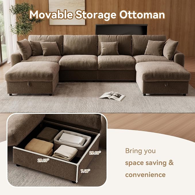 WorthFurni 140” Oversized Cloud Sectional Couches - Image 7