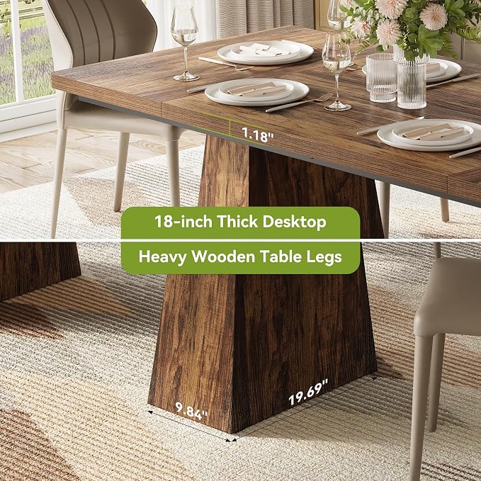 LITTLE TREE Dining Table for 4-6 People, Wooden Table, Rectangle Furniture - Image 6
