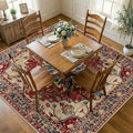 RELEANY Area Rugs Square 8ft Washable Non-Slip, Floral Vintage Distress Print by RELEANY