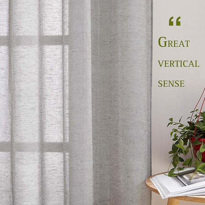 NICETOWN Charcoal Grey Linen Curtains - Image 5