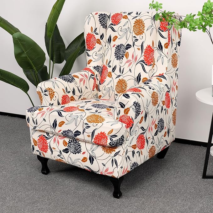 HAOYONG Wing Chair Slipcovers Printed Wingback Chair Covers 2 Pieces Wingback - Image 2