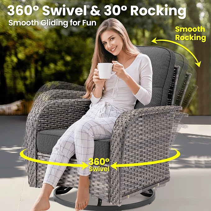 ovios 9 Pieces Patio Furniture Set, Outdoor Wicker Sofa Couch - Image 2