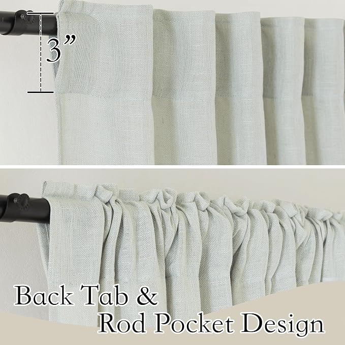 RYB HOME Flax Linen Curtains for Living Room Bedroom, Light Filtering Airy - Image 3