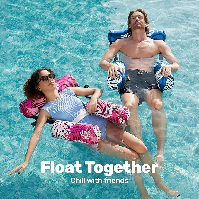 SLOOSH Inflatable Pool Floats Adult, 2 Packs Floating Lounge Chairs, Blow up - Image 3