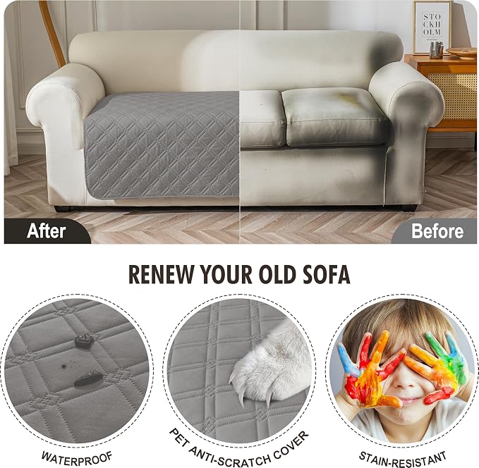 Genina Waterproof Couch Cover, Washable Anti-Slip 86.6 inch Sofa Covers - Image 4