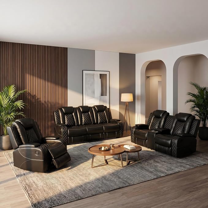3-Piece Leather Power Recliner Sofa Set - Image 3