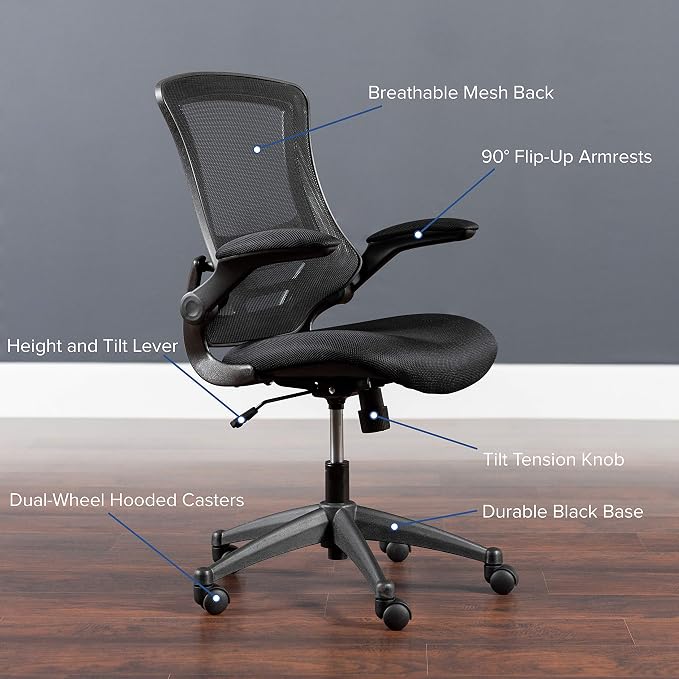 Flash Furniture Set of 8 Mid-Back Swivel Ergonomic Task Office Chairs - Image 5