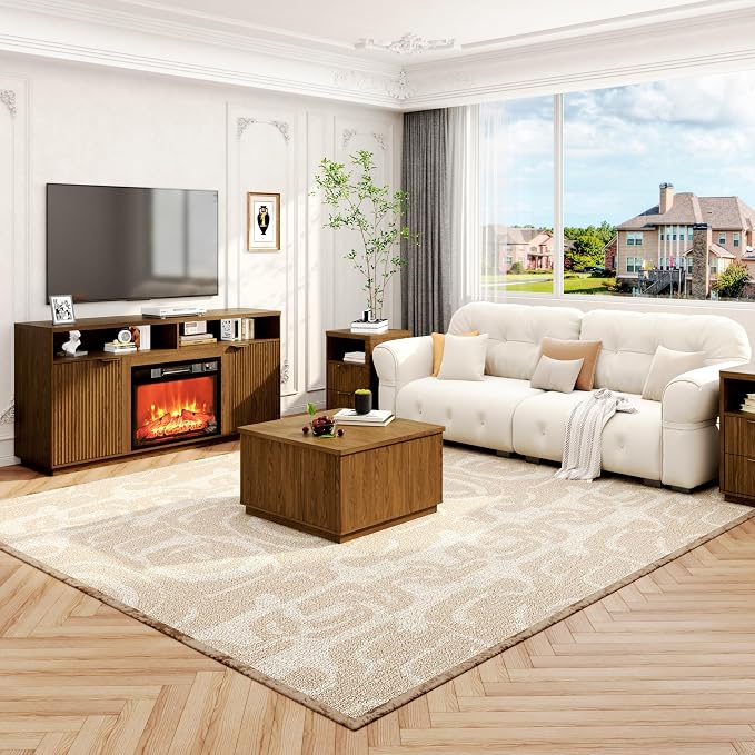 4-Piece Fluted Living Room Set Includes 31.5" Fluted Lift Top Coffee Table - Image 2