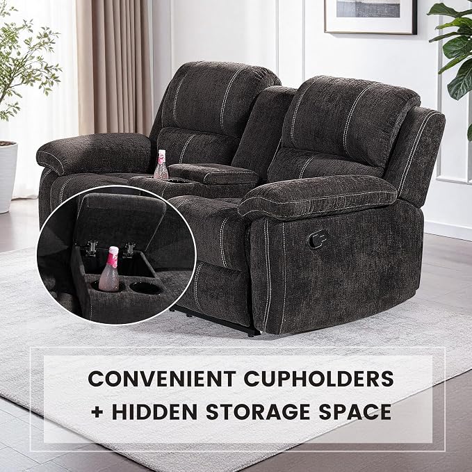 Betsy Furniture Modern Fabric Recliner Sofa Set, Loveseat w/Console, Recliner - Image 5