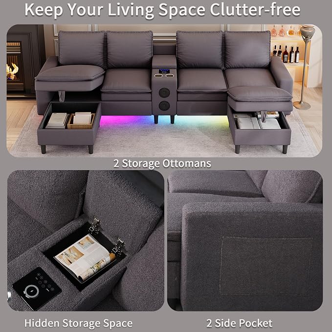 Sectional Couches for Living Room, 4 Seat Sectional Sofa - Image 5