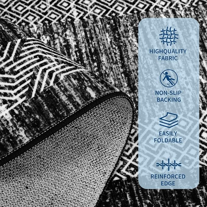 GarveeHome Large Washable Rug 9x12 Modern Geometric Non Slip, Distressed - Image 3