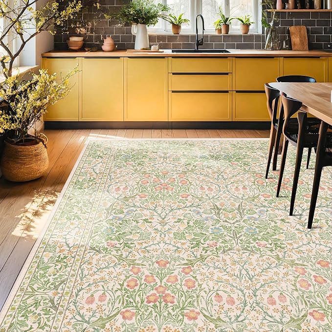 Cream Green Washable 8x10 Area Rugs - Image 6